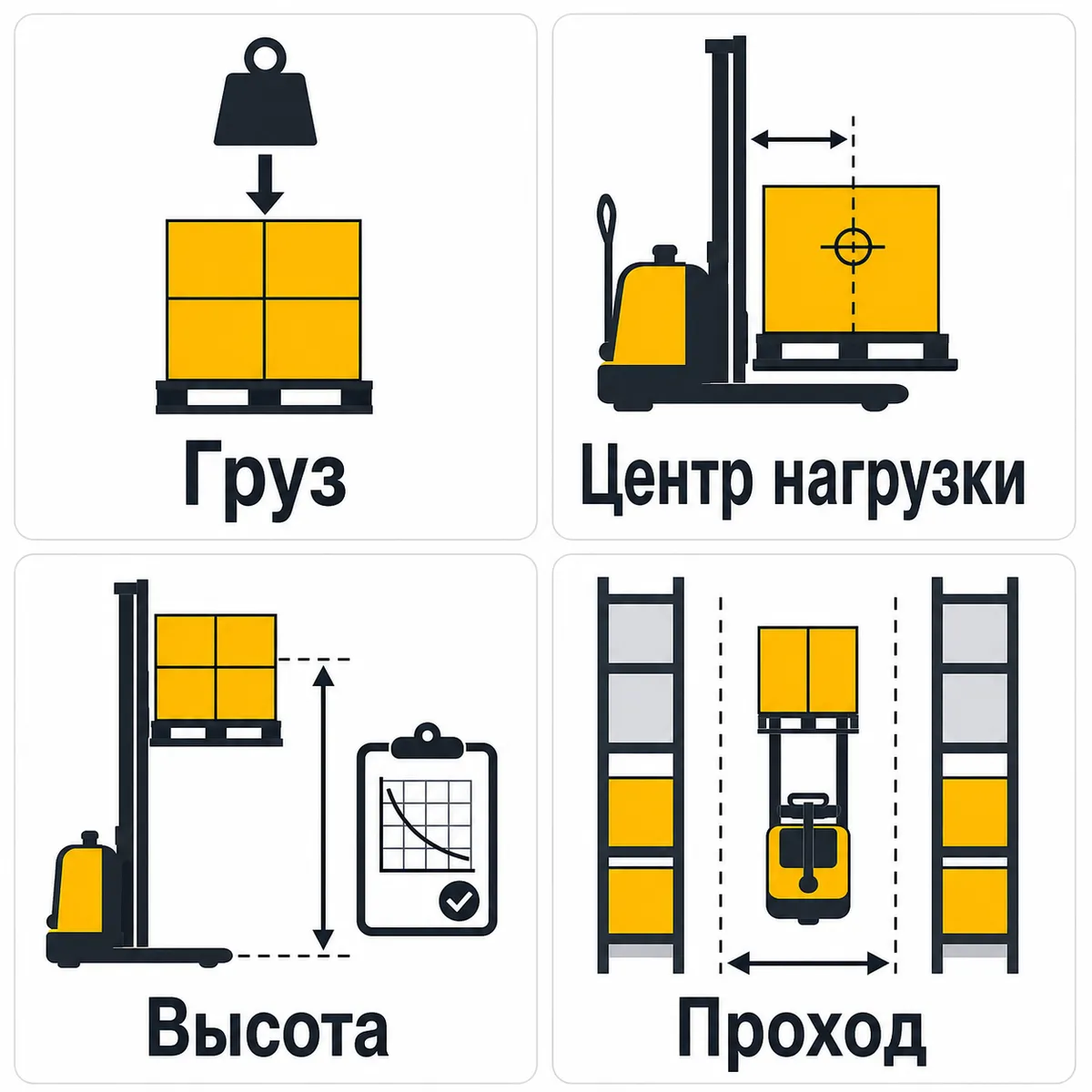 Схема выбора между штабелером на 1,5 и 2 тонны