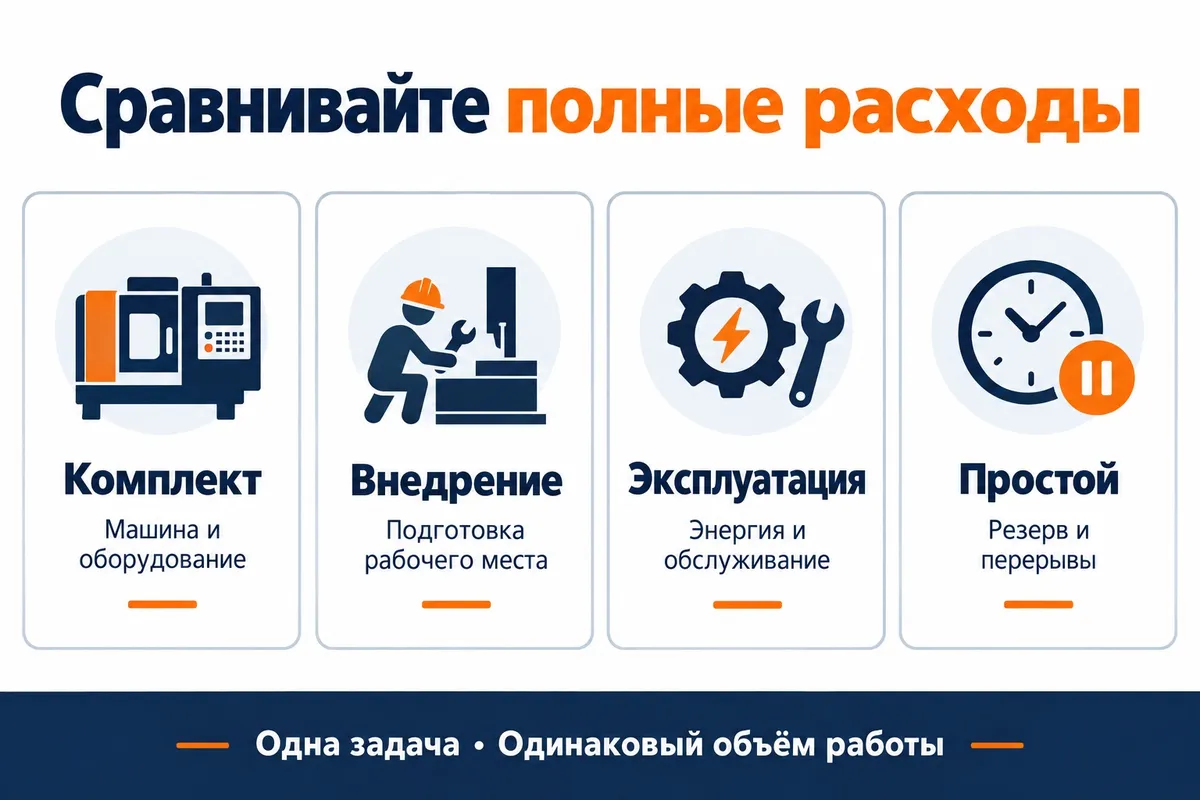Полные расходы на одинаковую складскую задачу