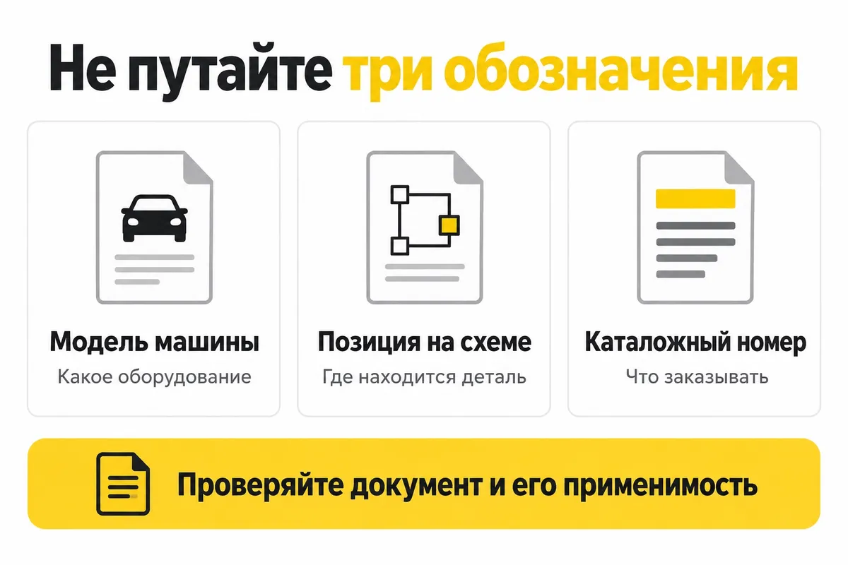 Модель машины, позиция на схеме и номер детали