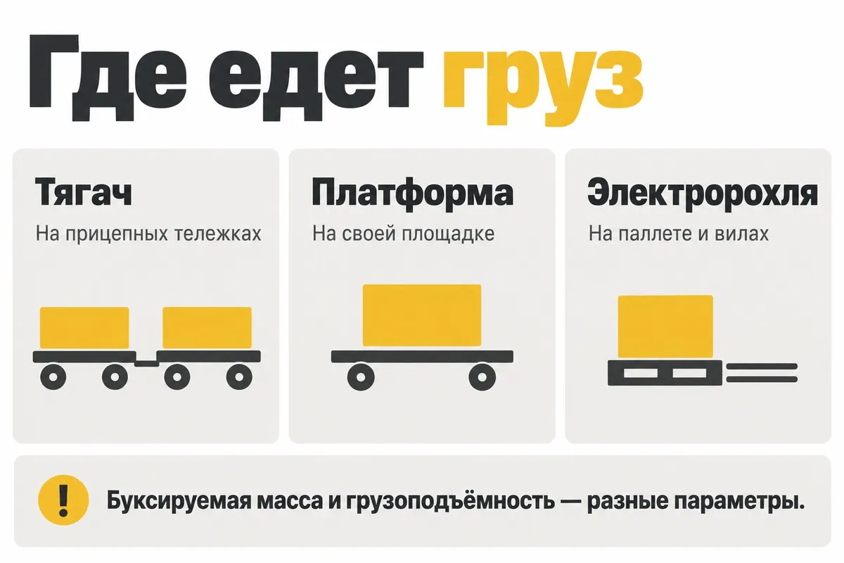 Размещение груза на прицепе, платформе и вилах