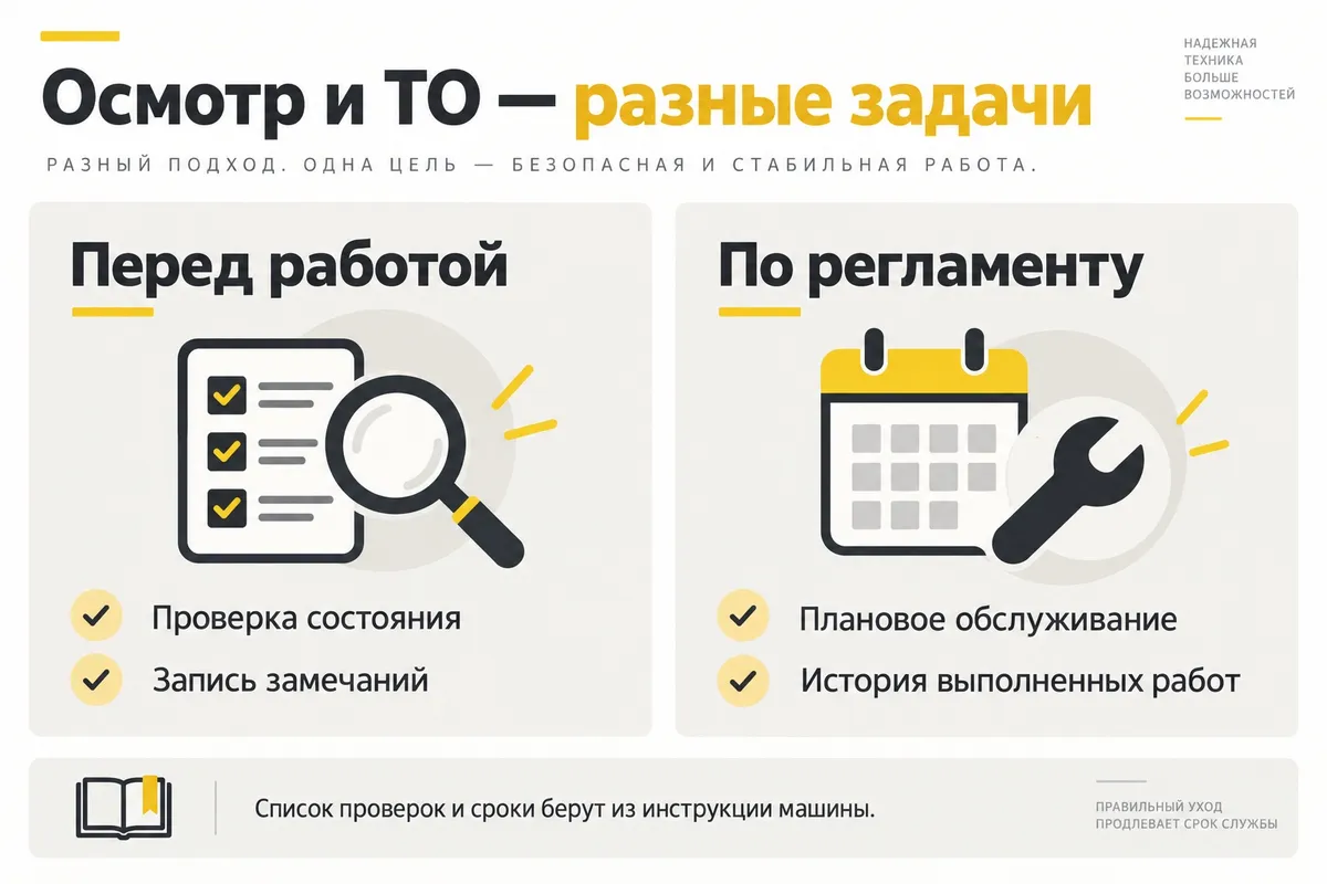 Осмотр перед работой и обслуживание по регламенту
