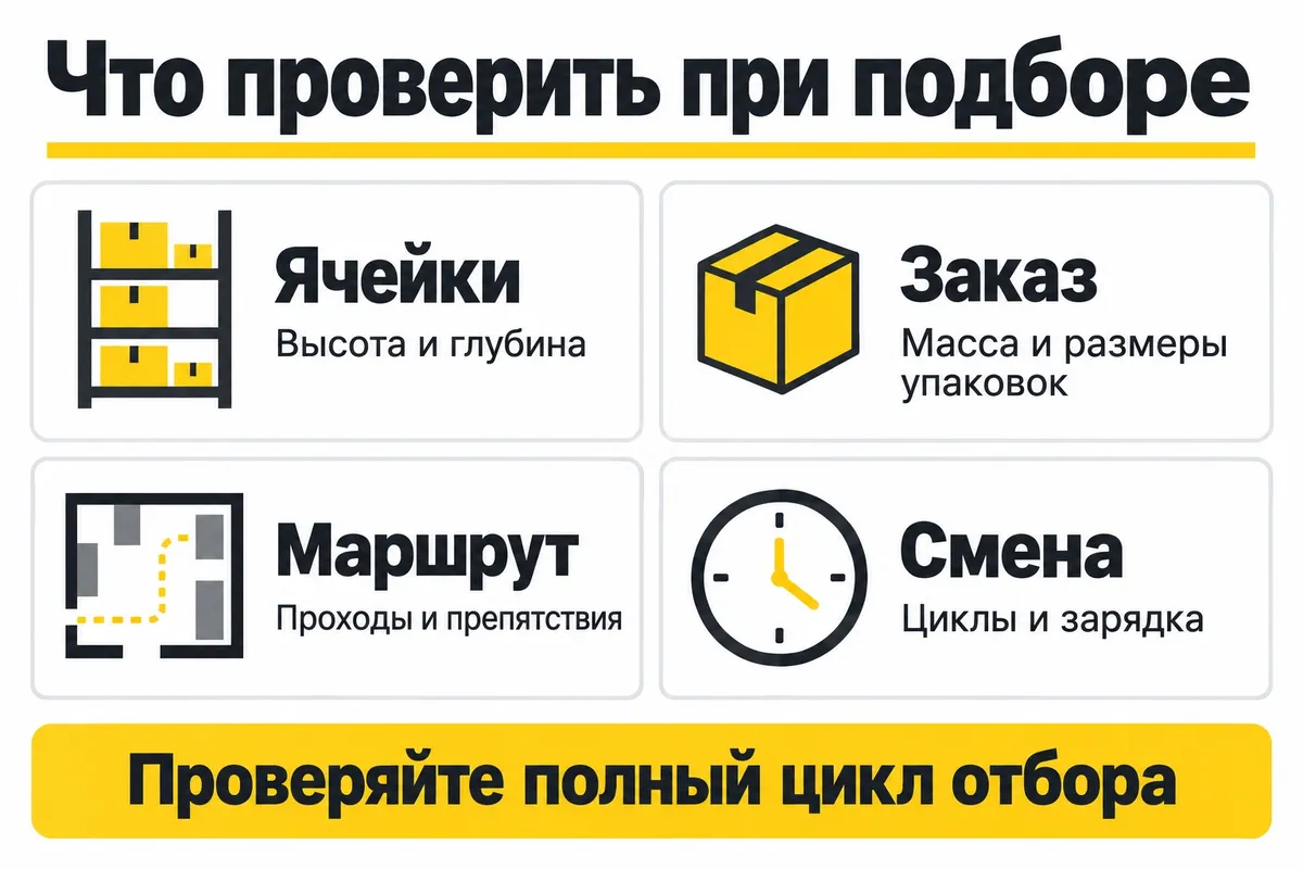 Данные для подбора комплектовщика