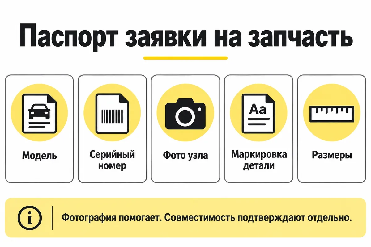 Пакет данных для заявки на запчасть