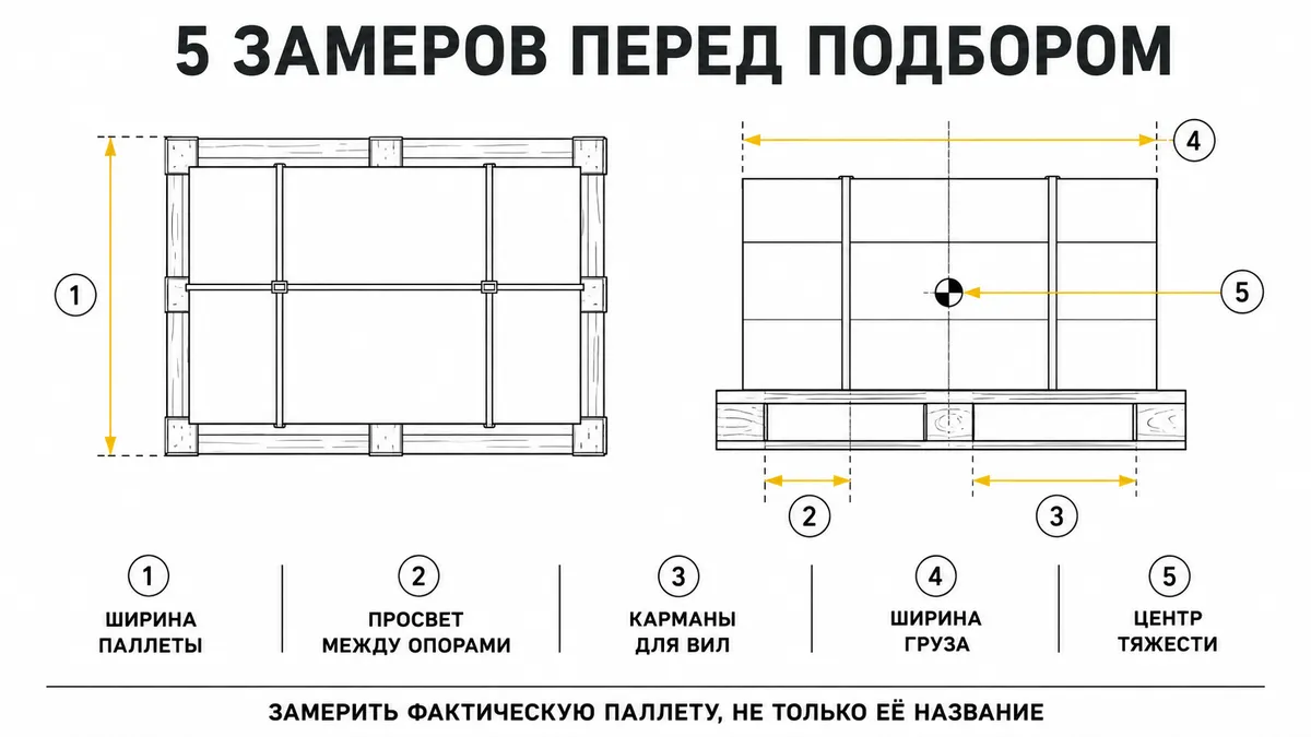 Пять замеров паллеты и груза перед подбором штабелера