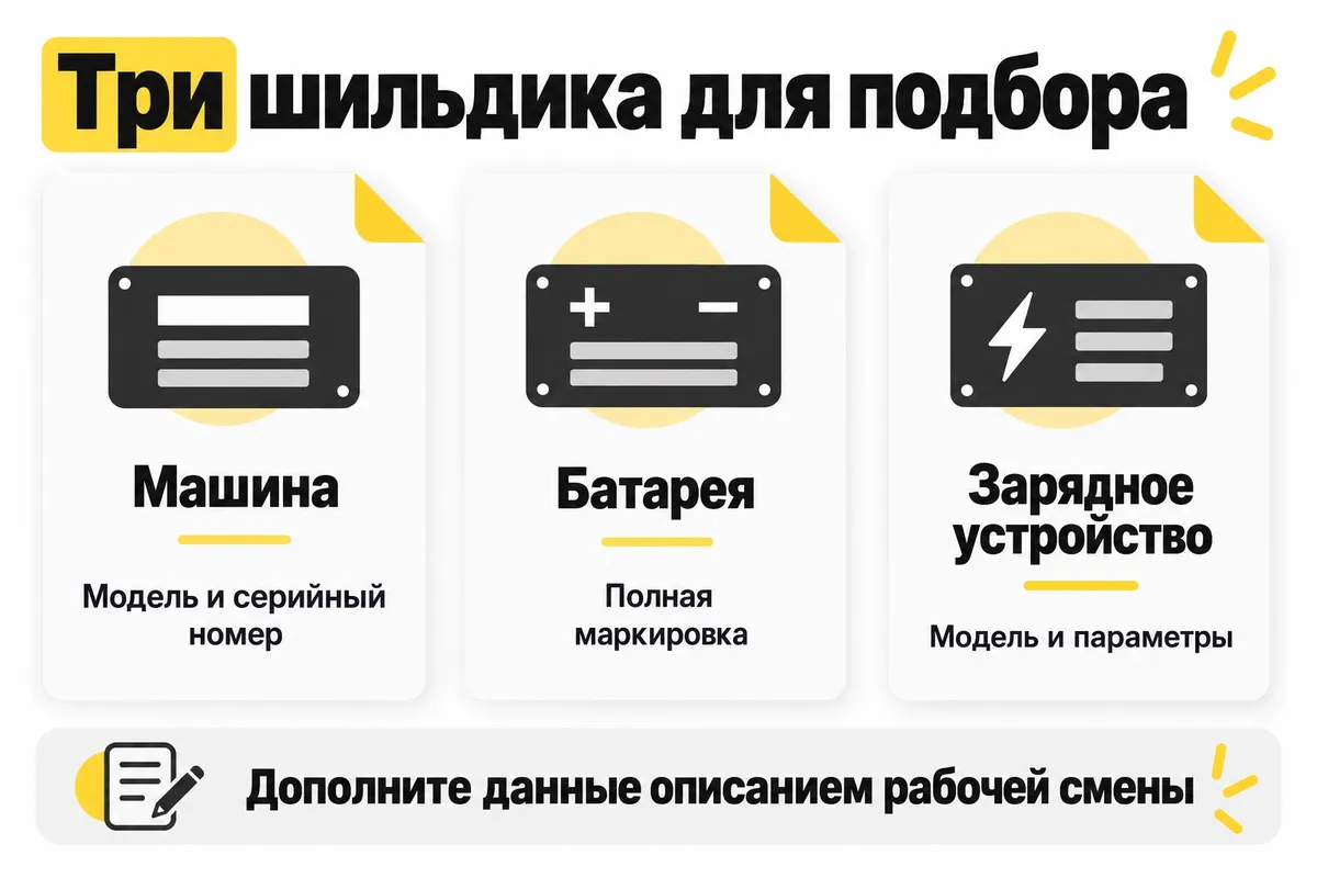 Шильдики машины, батареи и зарядного устройства